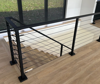 Rampe d'escalier rectangulaire en acier inoxydable pour terrasse, système de garde-corps à câbles en métal facile à installer, clôture d'escalier