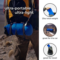 Couette portable légère en nylon 20D bleu avec duvet de canard RDS pour le camping en plein air, vente en gros OEM