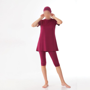 Traje de Baño Musulmán Burkini de Poliéster/Spandex, Conjunto de 2 Piezas con Cuello Redondo y Corte Alto, Modesto para Mujeres Islámicas, Ecológico, Sin Costuras, de Secado Rápido - Product Image 2