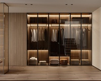 Armoire de Chambre Personnalisée Moderne Dressing Placard Miroir en Verre Bois Brillant