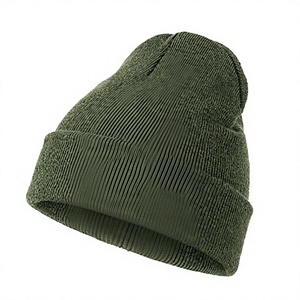 Bonnet en tricot côtelé uni, unisexe, pour l'hiver, 100% acrylique, style décontracté pour adultes, tour de tête 56-58 cm - Product Image 1