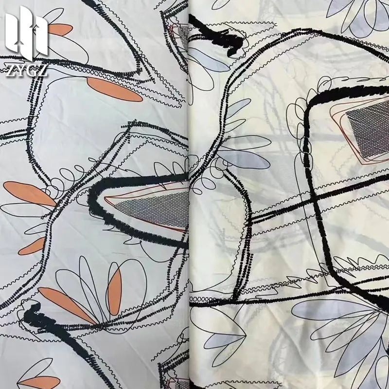 Nouvelle robe géométrique imprimée tissu Satin fleur chemise tissu vente en gros