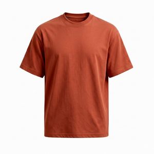 250GSM Custom Logo Mens 100% Cotton T-<b>Shirt</b> Retro Washed Loose Fit Unisex Women Casual Tee Brick <b>Red</b> - Product Image 1