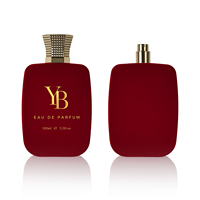 Flacon de parfum en verre vide personnalisé de luxe 50 ml 100 ml avec finition floquée rouge et nouvelle boîte cadeau design