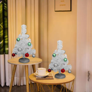 Mini Árbol de Navidad Artificial de PVC Blanco de 32 cm con Adornos de Bolas para Decoración de Mesa de Centro en el Hogar, Oficina o Fiestas - Product Image 5