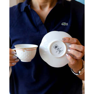 Juego de 12 Tazas de Cerámica Saludables Richard Ginori, Decoración de Iris en Forma de Nube, Aptas para Lavavajillas y Microondas, Estilo de Diseño de Dibujos Animados - Product Image 1