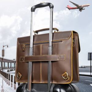 Sacs à main en cuir vintage pour homme, sacoche de voyage en cuir de vachette, bagage à roulettes, sac messager pour homme, porte-documents d'affaires - Product Image 5