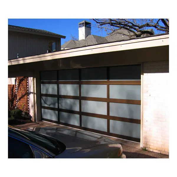 Kontemporer modern tampilan penuh kaca buram pintu garasi 16x7