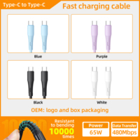 Kabel Data Mini Tipe-C Putih OEM Kustom 5 Tembaga 27W PD Pengisian Cepat Bahan TPE untuk Ponsel & Jam Tangan Pintar
