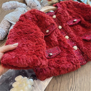 Nouvelles filles petit parfum Style bébé <span class=keywords><strong>manteau</strong></span> 2025 automne et hiver chaud fourrure mode décontracté nouvel an épaissi bébé hauts - Product Image 4