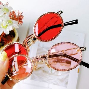 2020 Luxury Vintage UV400 Women Metal Rhinestone <b>Sunglasses</b> Small Frame Oval <b>Sunglasses</b> - Product Image 5