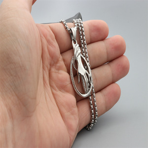 Yunnique – collier avec pendentif en acier inoxydable, unisexe, à la mode, argenté, blanc, bijoux cadeaux - Product Image 3
