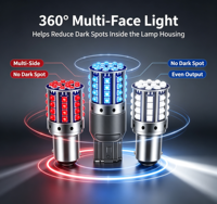 Ampoule LED pour voiture 3030-44SMD 6000K Blanc Rouge Bleu 360 °   Feu arrière de freinage et de position latérale 12V