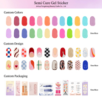 Fengshangmei Autocollants en gel semi-durcis UV, auto-adhésifs, non toxiques, 14 pièces, design couleur unie, pour DIY des ongles