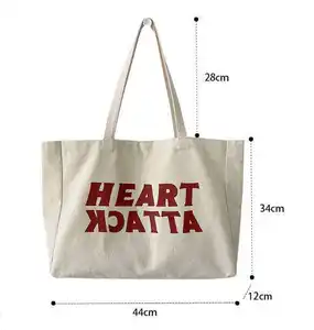 Borse da donna con stampa con Logo personalizzato popolari Tote bag in tela di cotone organico con cerniera e tasca