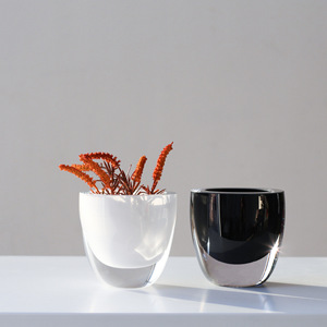 Nordic Modern Blown Thick Bottom Mouth Colorful <b>Mini</b> Ornaments Wide Mouth Table Surface Hydroponic Black White Crystal <b>Vase</b> - Product Image 6