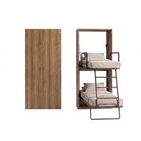 Lit superposé vertical moderne pliable, système de lit mural dissimulé, lit superposé gain de place avec armoire pour petite chambre d'appartement