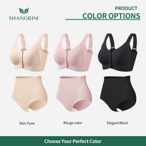 SHANGBINI Set Reggiseno Senza Cuciture con <span class=keywords><strong>Apertura</strong></span> Frontale, Traspirante, Modellante per la Pancia, Taglie L-5XL - Product Image 4