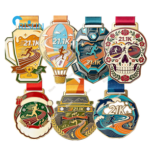 Medalla Personalizada <span class=keywords><strong>de</strong></span> Maratón Virtual 21K 21.1K con Diseño <span class=keywords><strong>de</strong></span> Calavera <span class=keywords><strong>de</strong></span> Robot para Corredores, Medallón Personalizado para Medalla <span class=keywords><strong>de</strong></span> Meta <span class=keywords><strong>de</strong></span> Carrera, Medalla Personalizada para Medio Maratón - Product Image 1