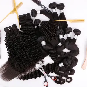 Wholesale Natural Unprocessed Straight Curly Human Hair Bundle Body Weave Colored Raw Hair Bundles Loose Deep Wave Bundles