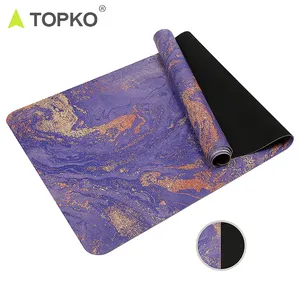 TOPKO Pilates mats custom printed waterproof anti-slip natural rubber suede sticky eco friendly yoga mat