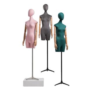 <span class=keywords><strong>Maniquíes</strong></span> de terciopelo coloridos para mujer, vestido de medio cuerpo para mujer, Torso ficticio envuelto en piel de venado con soporte de Metal de madera, 10 Uds., 5 uds. - Product Image 1