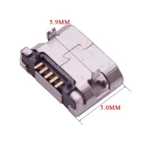 USBコネクタMICROUSBメスソケットBタイプ5.9mmショートピンプラグインマイク5Pエッジ付き/エッジなし