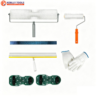 Kit d'outils pour sols en époxy auto-nivelants - Rouleau à pointes, raclette, grattoir, truelle et chaussures à pointes pour la finition des sols en béton et en ciment