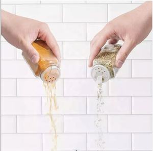 Bocaux à épices en verre avec couvercle en bambou Contenants d'assaisonnement Pot Salières Poivrières Organisateur d'épices Ensemble de pots à épices de cuisine - Product Image 4