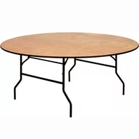 Table de Repas Pliante en Métal et Fer avec Pieds Repliables pour Événements, Mariages, Banquets Extérieurs, Restaurants, Table Ronde en Bois Pliante de 6 et 8 Pieds