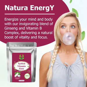 OEM ODM Gommes vitaminées au Xylitol Menthe poivrée naturelle Ginseng Caféine Vitamine B 100% Xylitol Faible teneur en sucre Vitamines Booster d'énergie - Product Image 3