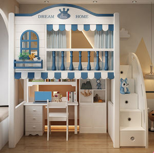 <span class=keywords><strong>Lit</strong></span> Queen Size <span class=keywords><strong>Lit</strong></span> mezzanine avec rideaux Fabricant de meubles de chambre à coucher de Chine Table d'étude et toboggan - Product Image 2