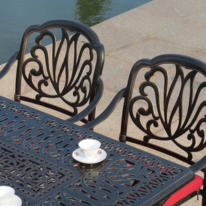 Kim Loại Thương Mại Garden Patio Nội Thất Ngoài Trời Hình Chữ Nhật 6 Chỗ Ngồi Antique Cast Sắt Bàn Ăn - Product Image 5