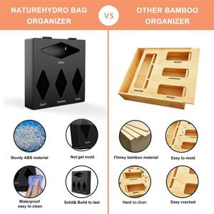 Sac de rangement des aliments pour la cuisine personnalisé organisateur de sac zip-lock en bambou pour tiroir avec distributeur d'emballage mural - Product Image 3