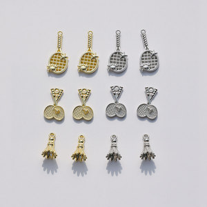 Tennis Racket And <b>Badminton</b> Shuttlecock Pendants Zinc Alloy Plated 10x16mm For Necklace Making Mixed Shapes GJ379 - Product Image 1