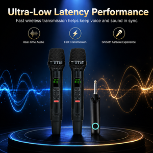 Sistema de Micrófono Inalámbrico Dual de 2.4G, Recargable, de Mano, con Receptor, Sintonización FM y Listo para Transmisión en Vivo - Product Image 5