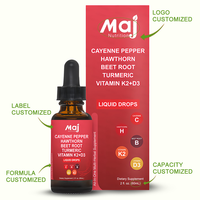Extrait de Poivre Liquide en Gouttes, Baies d'Aubépine, Vitamine D3 K2, Racine de Betterave, Gouttes de Curcuma, Compléments Alimentaires