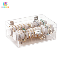 Boîte de présentation d'anneaux en acrylique personnalisée, boîte de rangement transparente pour bijoux avec éclairage LED et couvercle verrouillable