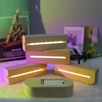 Base d'artisanat en bois massif bois de hêtre led câble usb Rectangle fente en bois hêtre support de veilleuse USB télécommande tactile LED Base