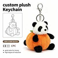 Porte-clés en peluche personnalisé OEM Panda Citrouille Ours Noir et Blanc, Pendentif de sac, Halloween, Festival d'automne, Mini figurine en peluche, CE CPC