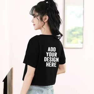 الجملة المرأة شعار مخصص قميص مطبوع في الأسهم المحاصيل أعلى النساء تي شيرت مخصص المحاصيل قمم - Product Image 2