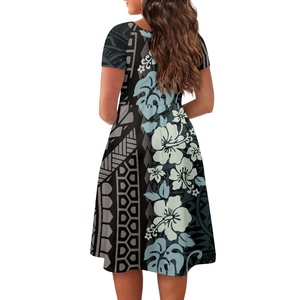 Vendite calde isola del Pacifico abito personalizzato Samoa polinesiano floreale stile Midi Casual girocollo festa taglie forti abito di <span class=keywords><strong>abbigliamento</strong></span> femminile - Product Image 5