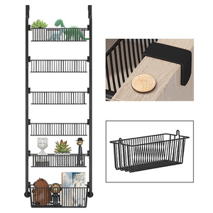 Over Door Storage Rack 6 Tier <b>Black</b> <b>Hook</b> Type Multi Purpose No Drilling Required Kitchen pantry organizer - Product Image 4