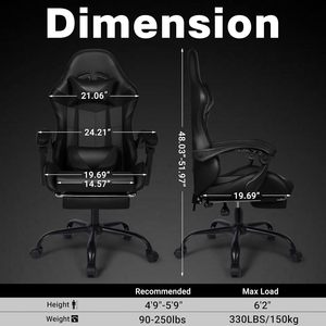 Chaise de jeu robuste et confortable pour ordinateur, inclinable, design racing élégant, pour joueurs adultes - Product Image 6