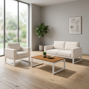 Modern Fabric <b>Sofa</b> <b>Set</b> With Metal Legs And <b>Cushion</b> Back For Living Room - Product Image 1