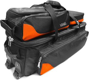 <span class=keywords><strong>Bolsa</strong></span> de bolos de nailon con logotipo personalizado, bolsas de asas de gimnasio deportivo de 3 bolas con ruedas, bolsas de almacenamiento para equipos deportivos de bolos, bolsas de gimnasio con ruedas - Product Image 1