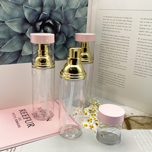Bottle Plastic With Pump Bottles Airless Pump Bottle Pink Cap Pet Bottle Cosmetic Serum Plastic Airless Bottle With Pump Cosmetic Bottles For Facial Cream