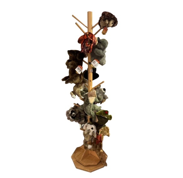 Custom Logo Recyclable Oak Wood Floor Standing Plush Toy Display Stand with Rotate Feature for Retail Store Supermarket Storage — view 1