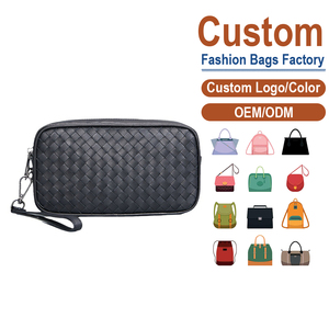 Bolso de mano para hombre de cuero genuino tejido negro - Piel de vaca de primera capa, perfecto para la oficina o citas nocturnas con correa - Product Image 2