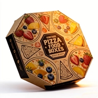 Boîte à pizza octogonale haut de gamme écologique en carton ondulé de qualité alimentaire, robuste et biodégradable, avec fentes pour une emballage sécurisé de la pizza